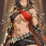 Arte hentai ilustración increíble de Adolescente De Medias Amarillas Y Vulva Peluda generado por IA