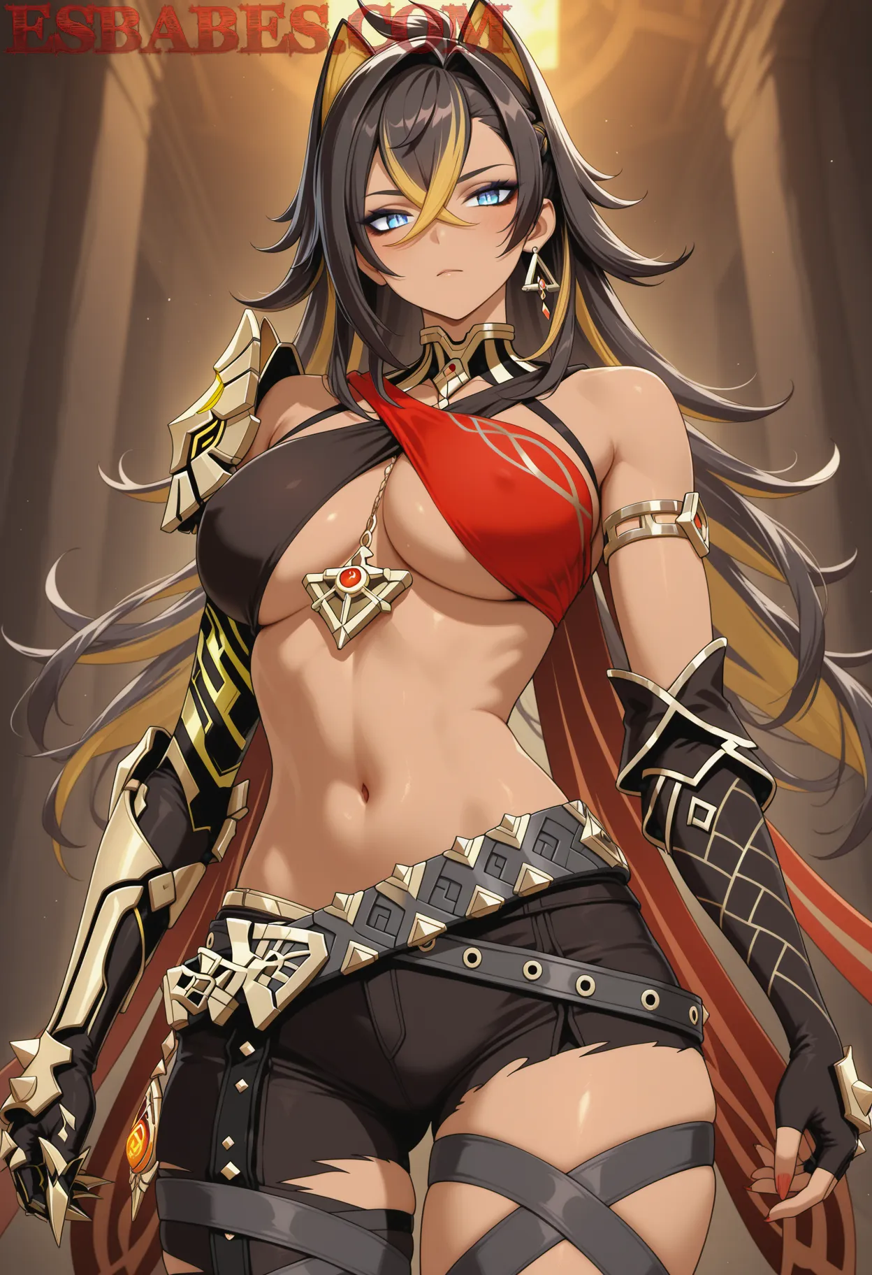 Arte hentai ilustración increíble de Adolescente De Medias Amarillas Y Vulva Peluda generado por IA