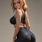 Arte hentai ilustración increíble de Adolescente Ebony Babe Zoey Reyes Mostrando Encantos generado por IA