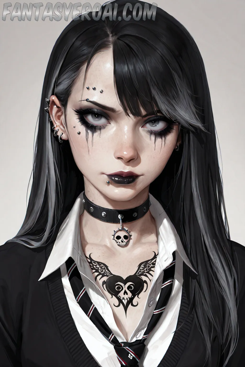 Arte hentai ilustración increíble de Adriella La Hermosa Suicide Girls generado por IA