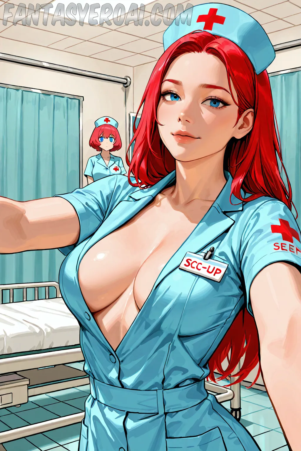 Arte hentai ilustración increíble de Anime Con Cabello Azul generado por IA