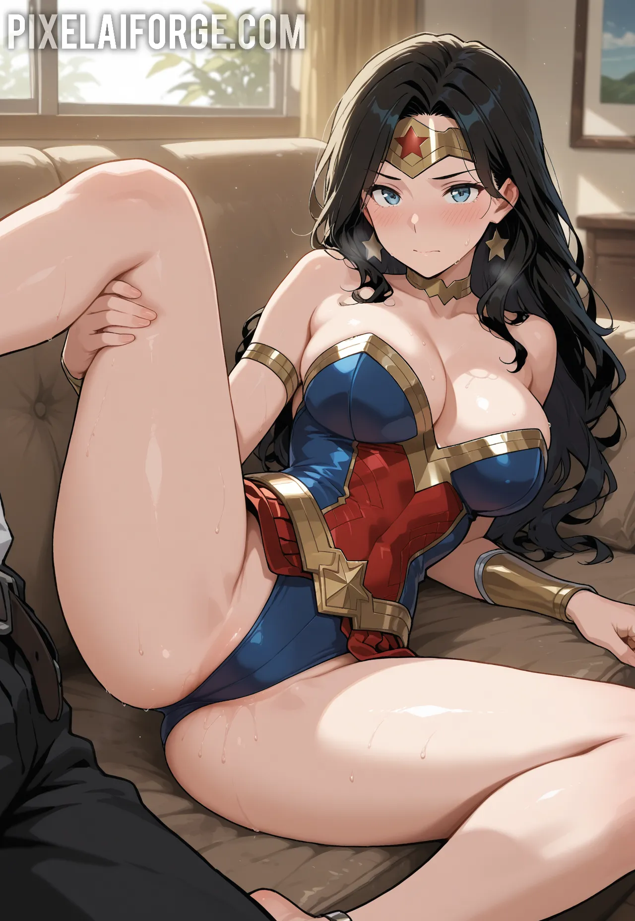 Arte hentai ilustración increíble de Anna Mostrando Su Cono Sabroso En El Campo generado por IA