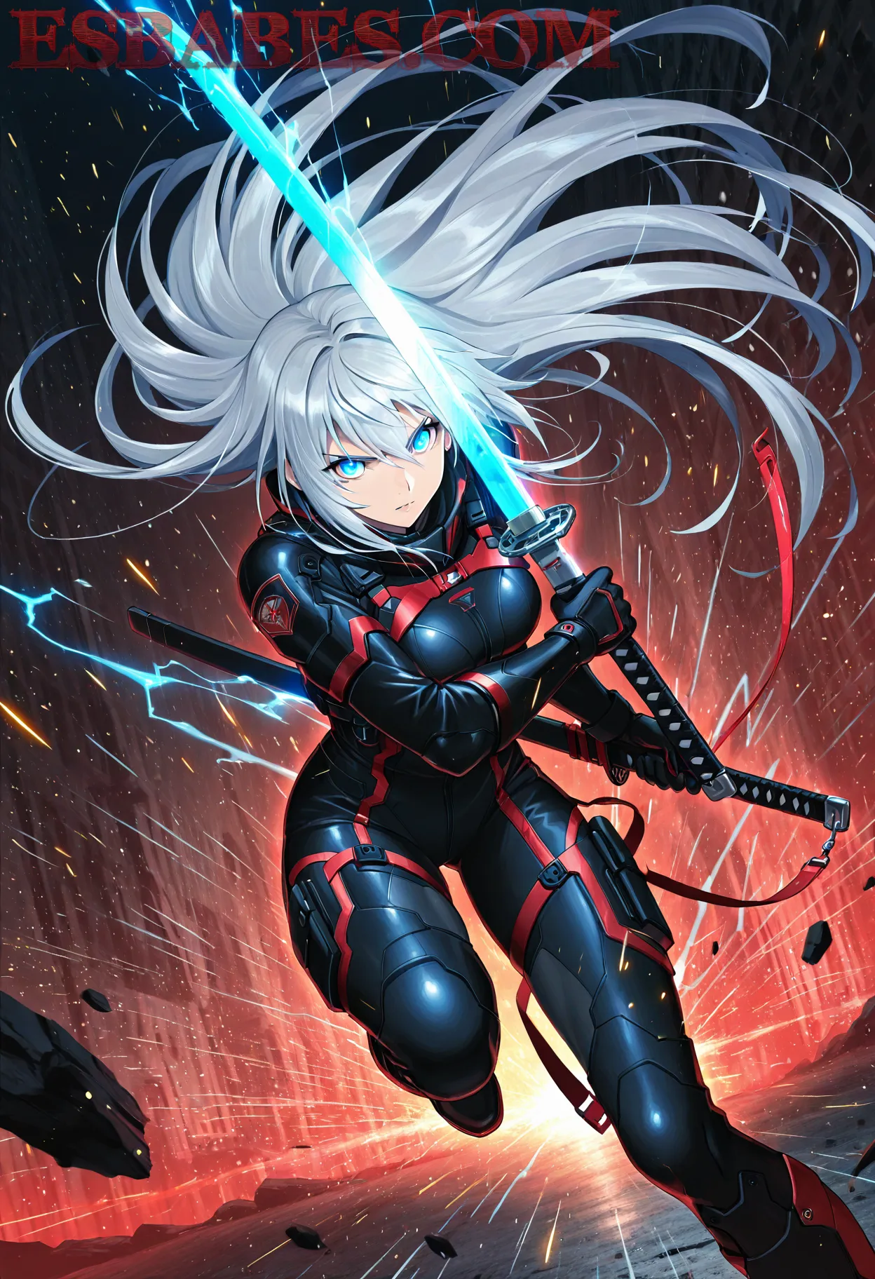 Arte hentai ilustración increíble de Asiatica Ember Snow Con Tetas De Silicona Y Botas Altas Se Desnuda En La Cocina generado por IA