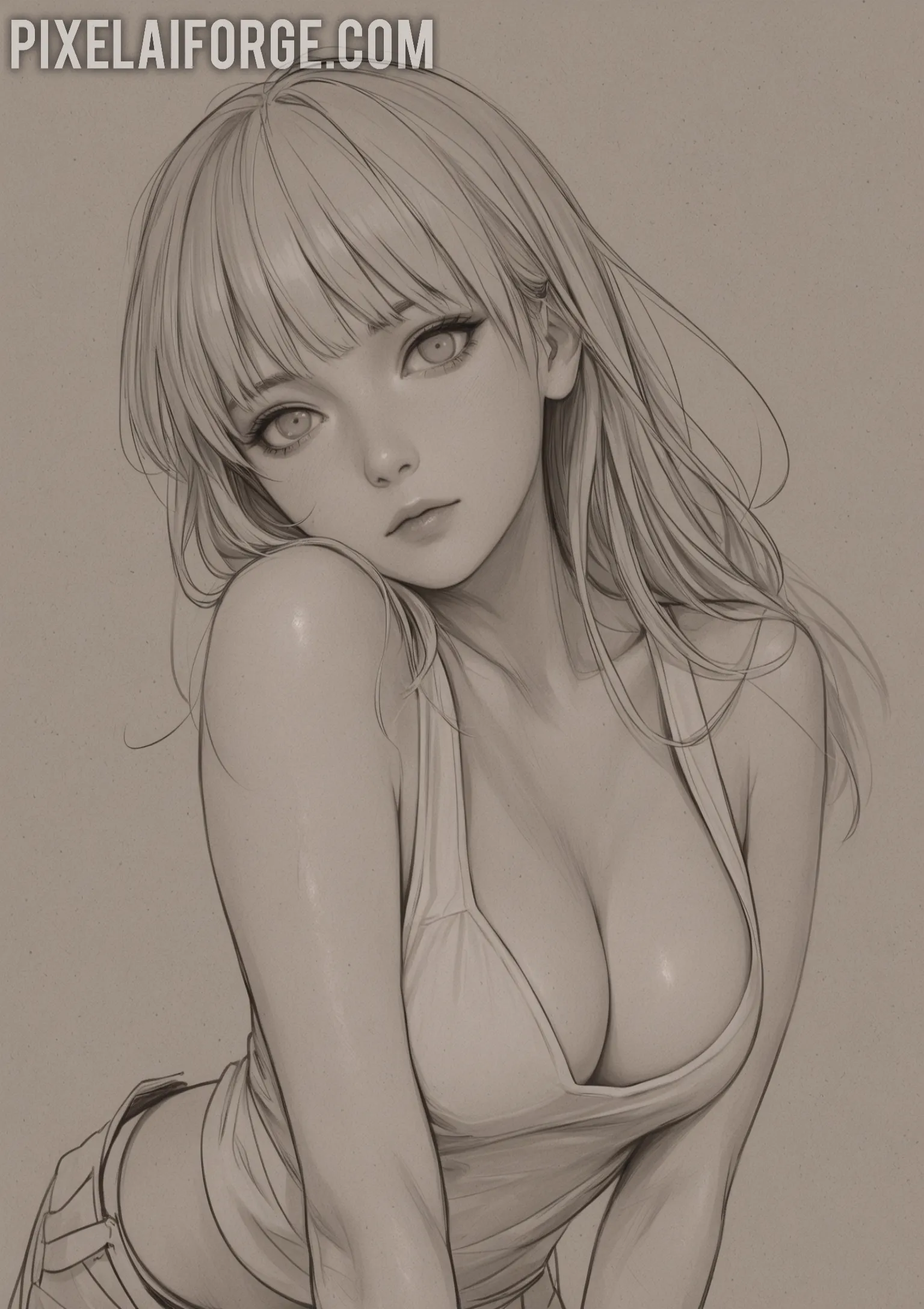 Arte hentai ilustración increíble de Brunette Sexy Naked Teen generado por IA