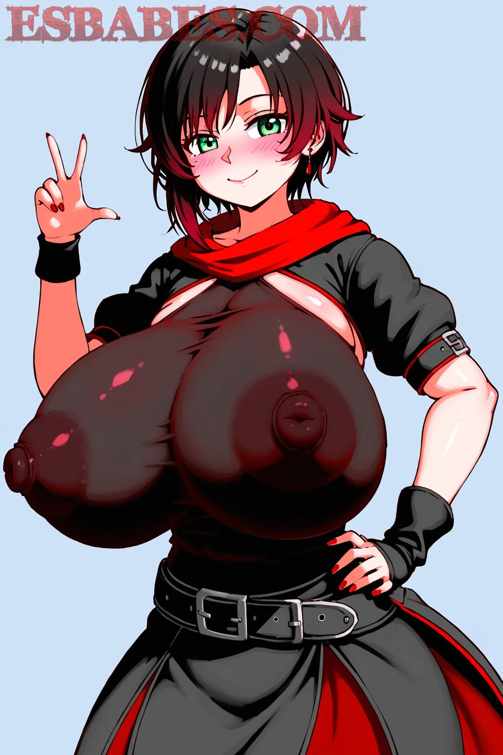 Arte hentai ilustración increíble de Chicas Bonitas En Lenceria Roja generado por IA