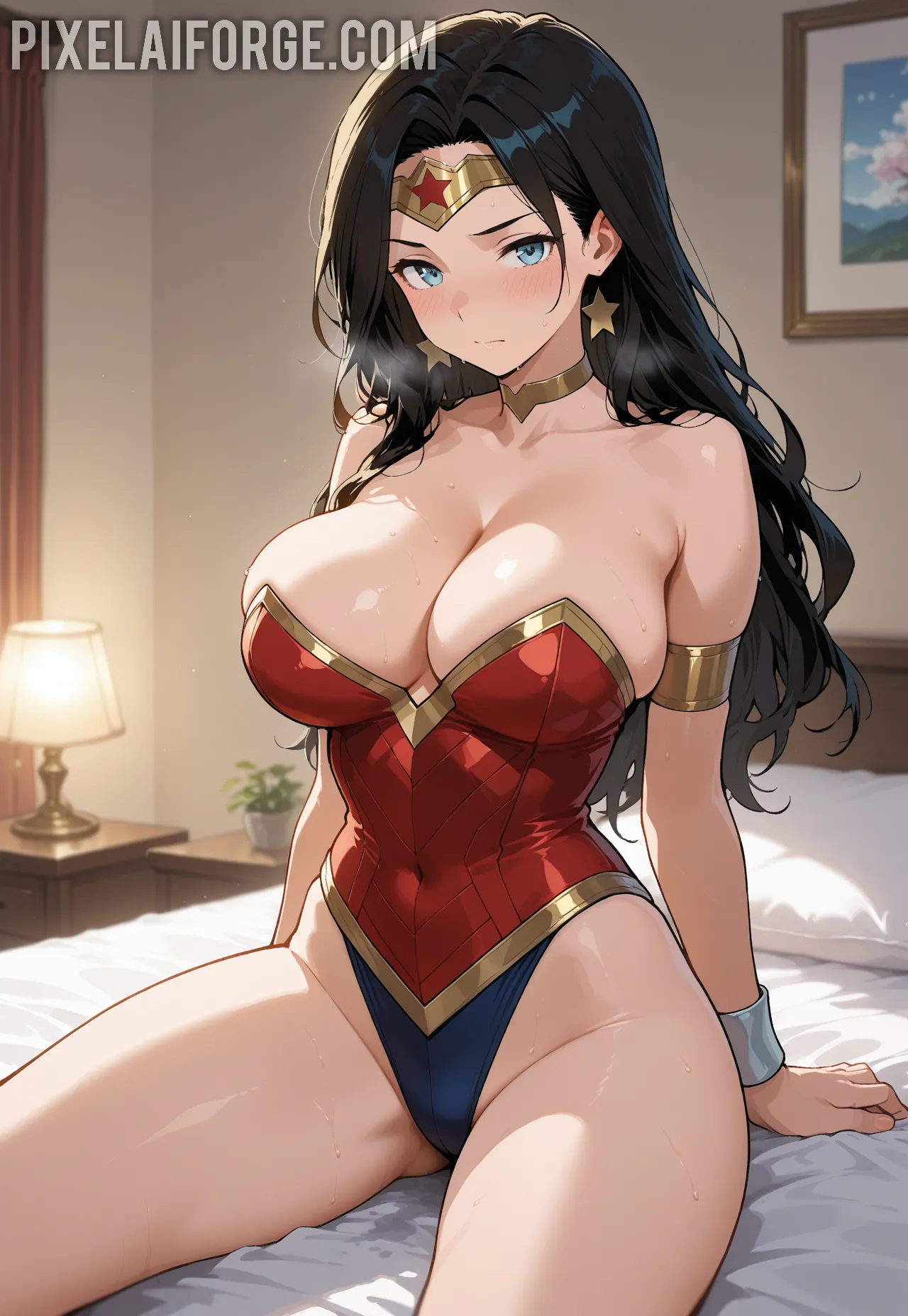 Arte hentai ilustración increíble de Chicas Lesbianas Posando Desnudas generado por IA