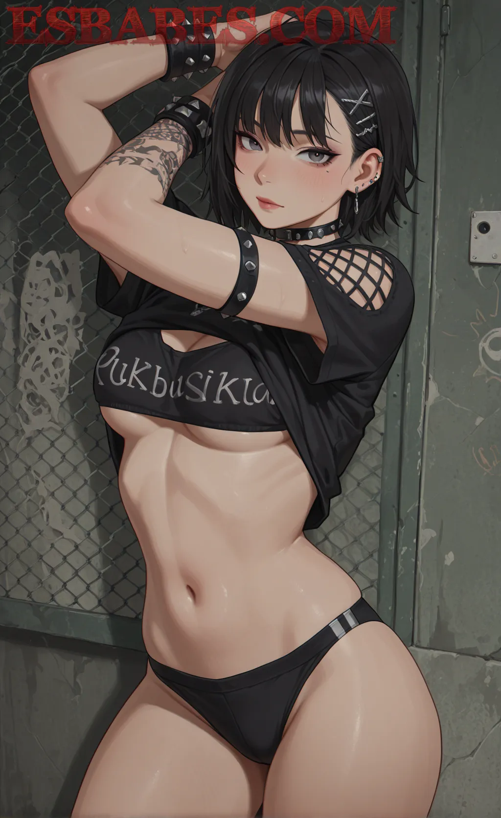 Arte hentai ilustración increíble de Coldi Posando Sin Su Vestido Rojo generado por IA