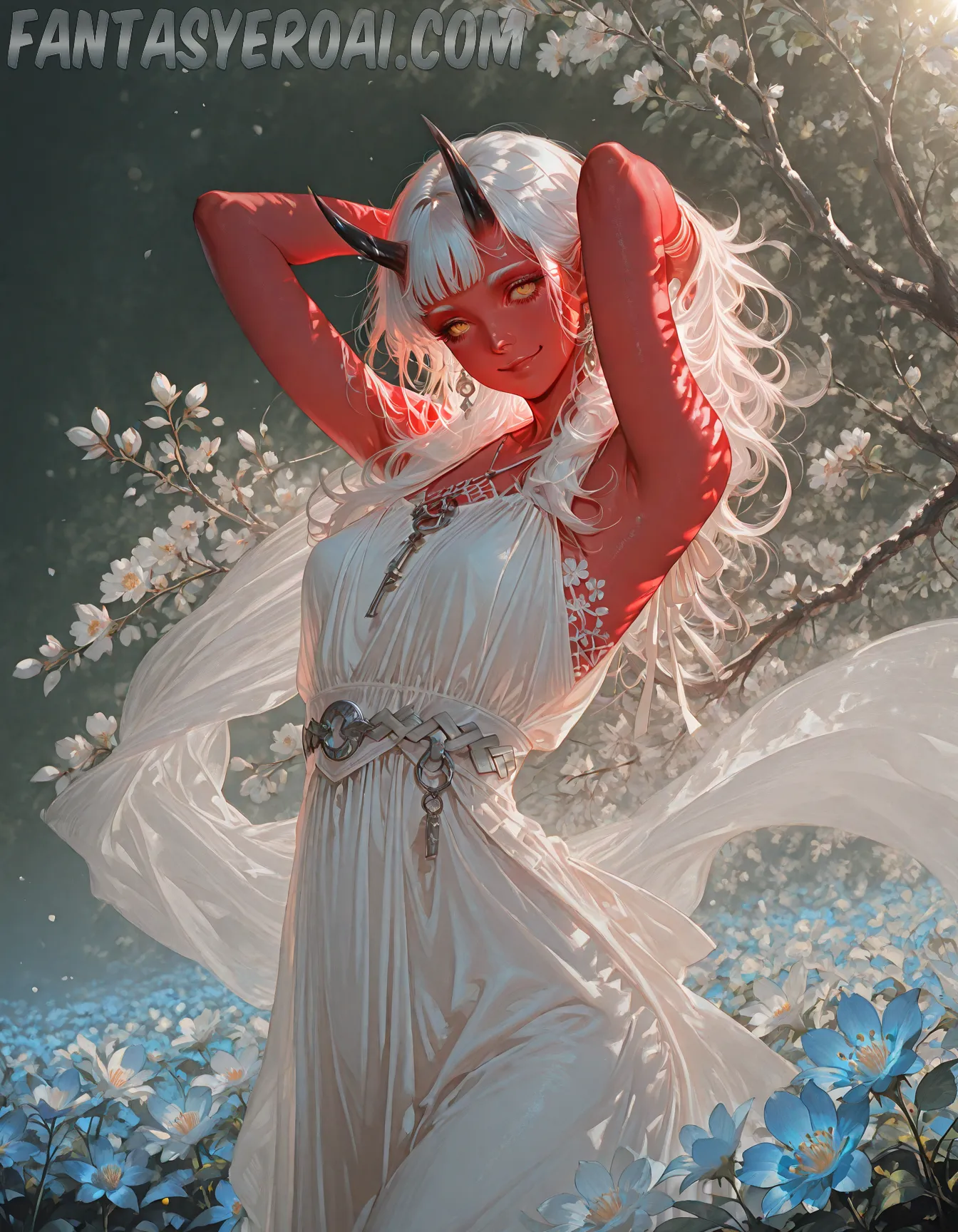 Arte hentai ilustración increíble de Desnuda Posando En Rosa generado por IA