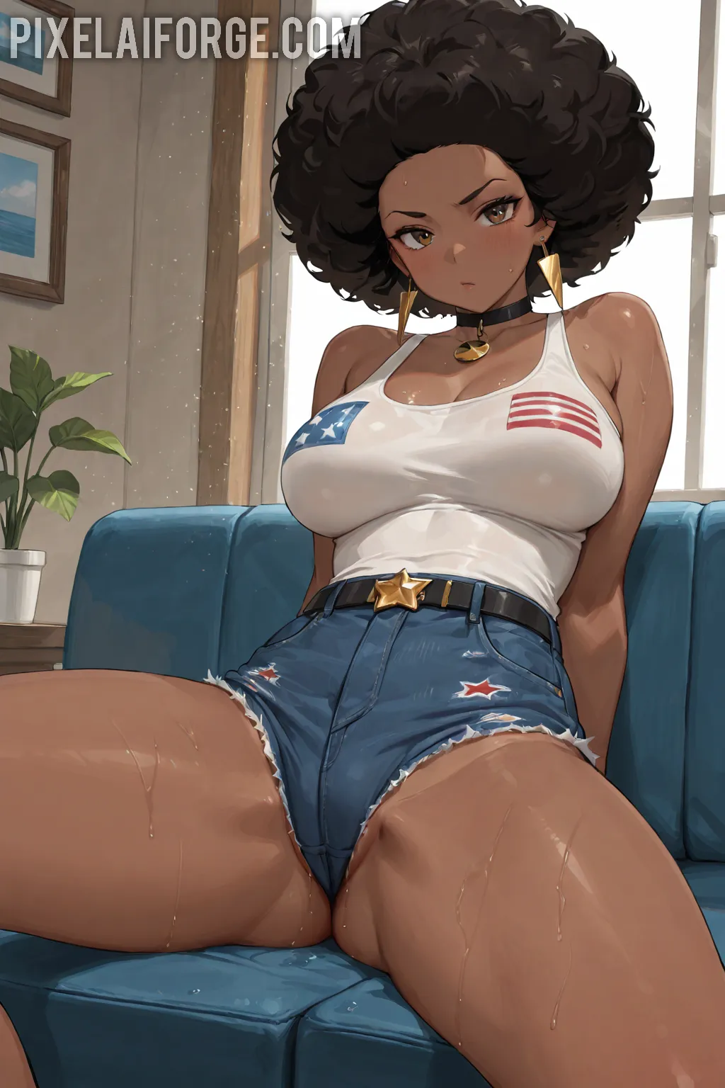 Arte hentai ilustración increíble de Dido En Su Butaca Rosa generado por IA