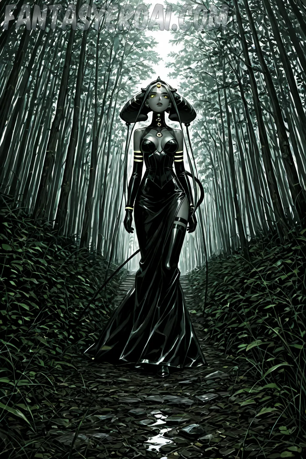 Arte hentai ilustración increíble de Espectacular Rubia Apretada En Latex generado por IA