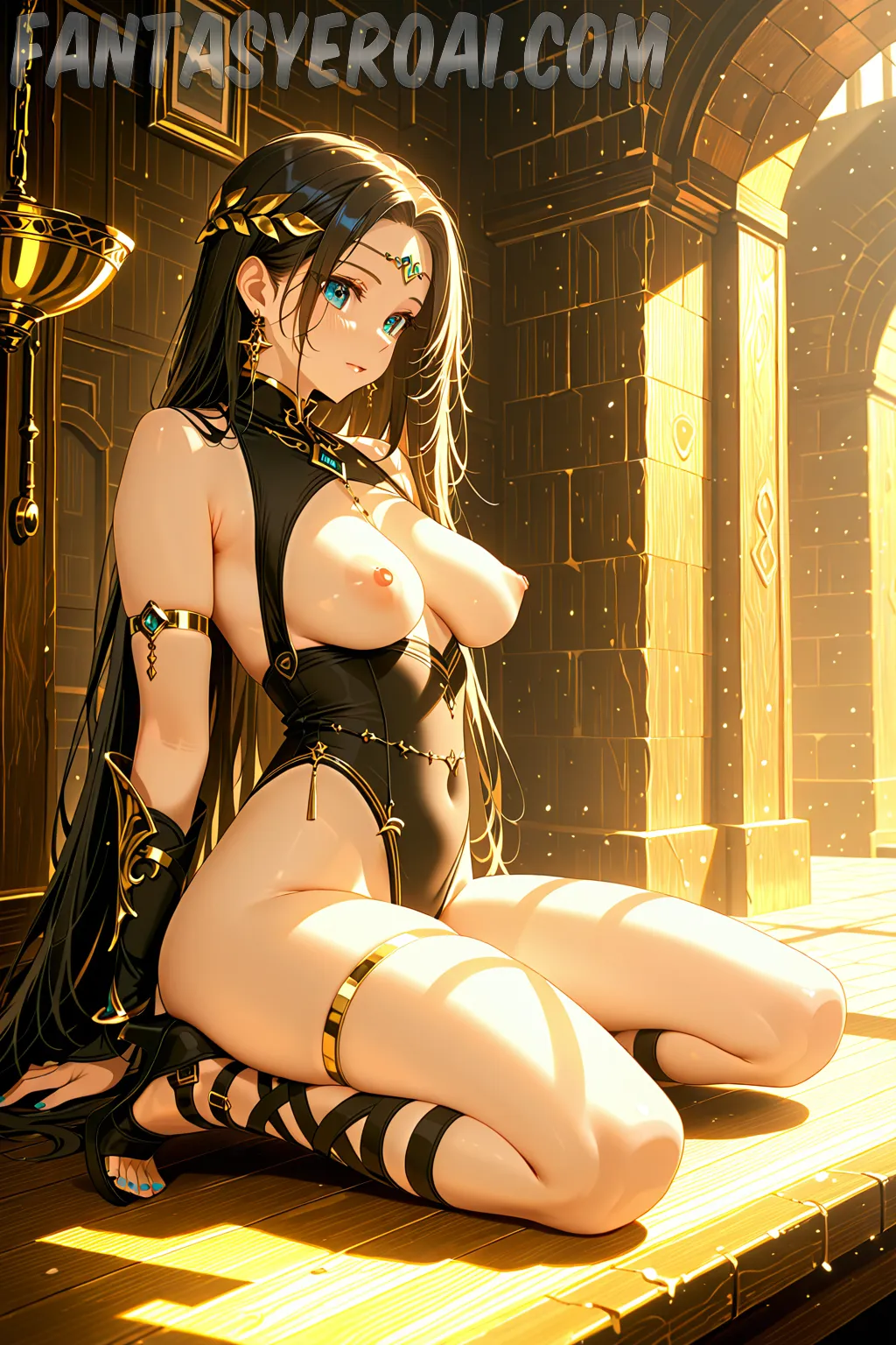 Arte hentai ilustración increíble de Esposa Espanola Desnuda generado por IA