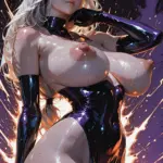 Arte hentai ilustración increíble de Julianne Hough Con La Bandera Americana generado por IA
