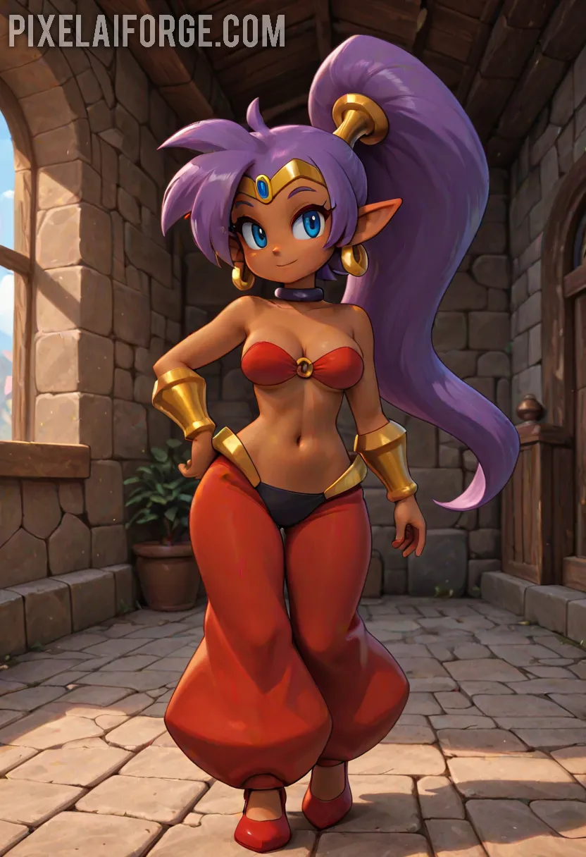 Arte hentai ilustración increíble de Ksusha En Vestido Rojo generado por IA