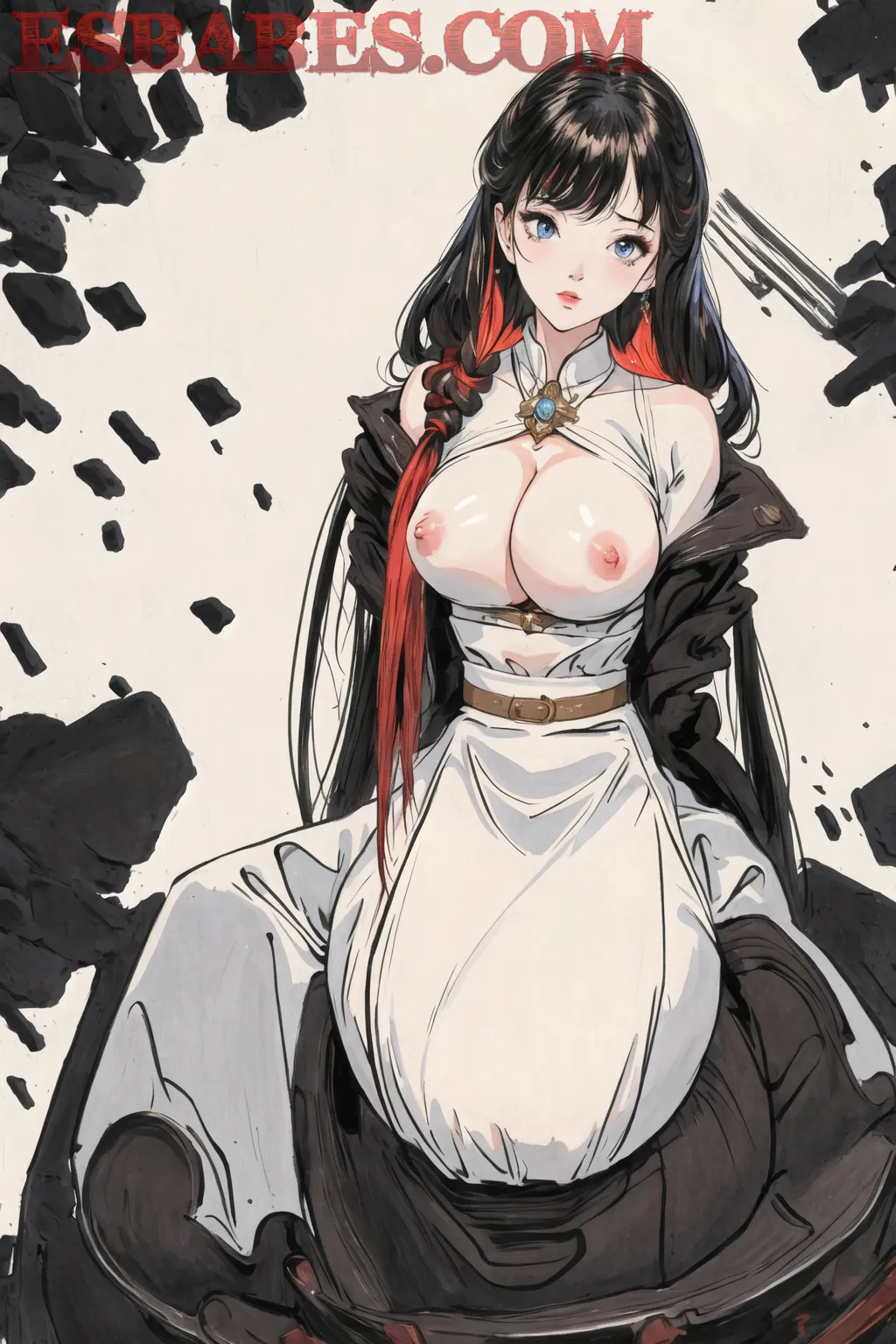 Arte hentai ilustración increíble de Latina Mamando generado por IA