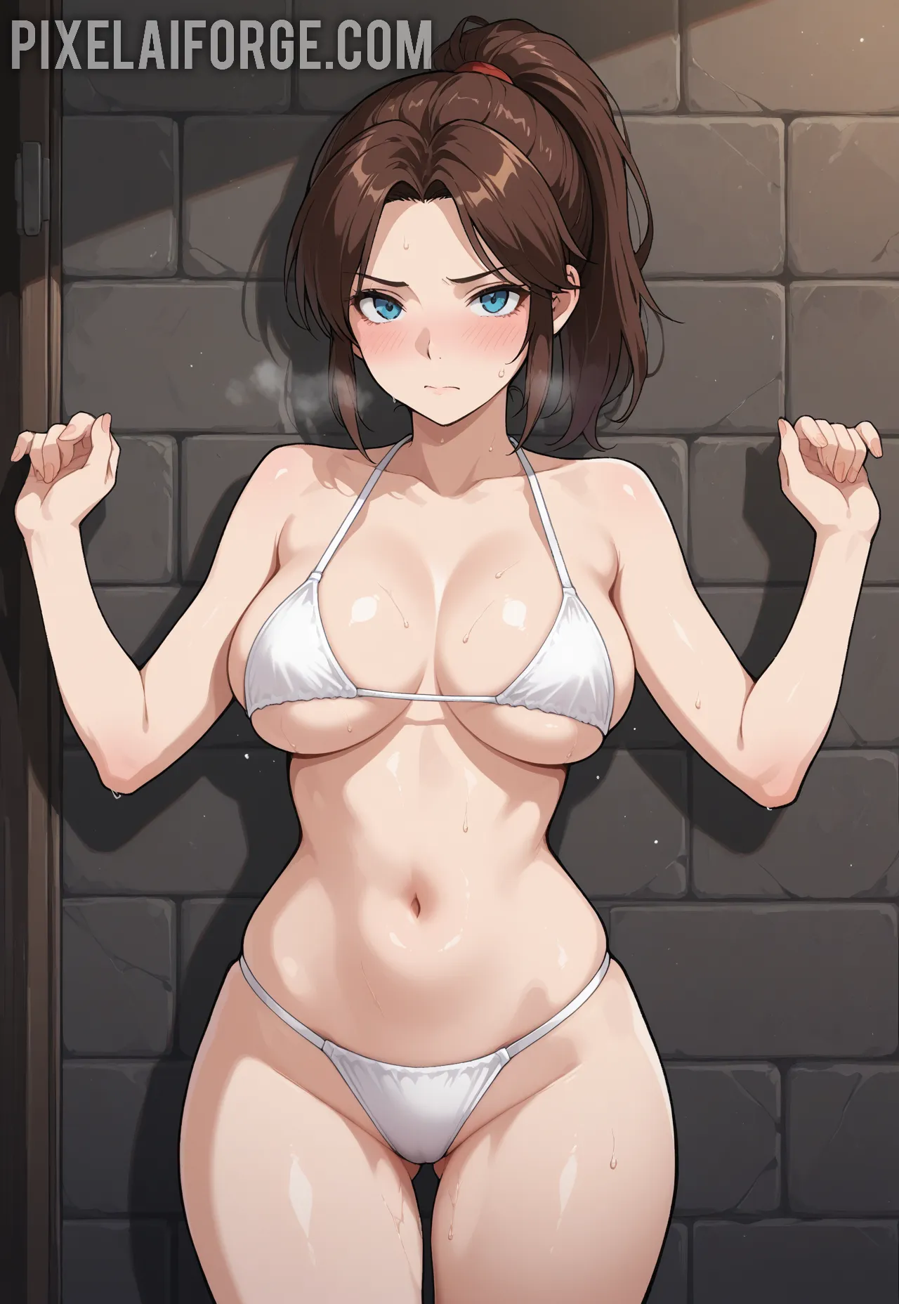 Arte hentai ilustración increíble de Liya Silver Desnuda En La Playa generado por IA