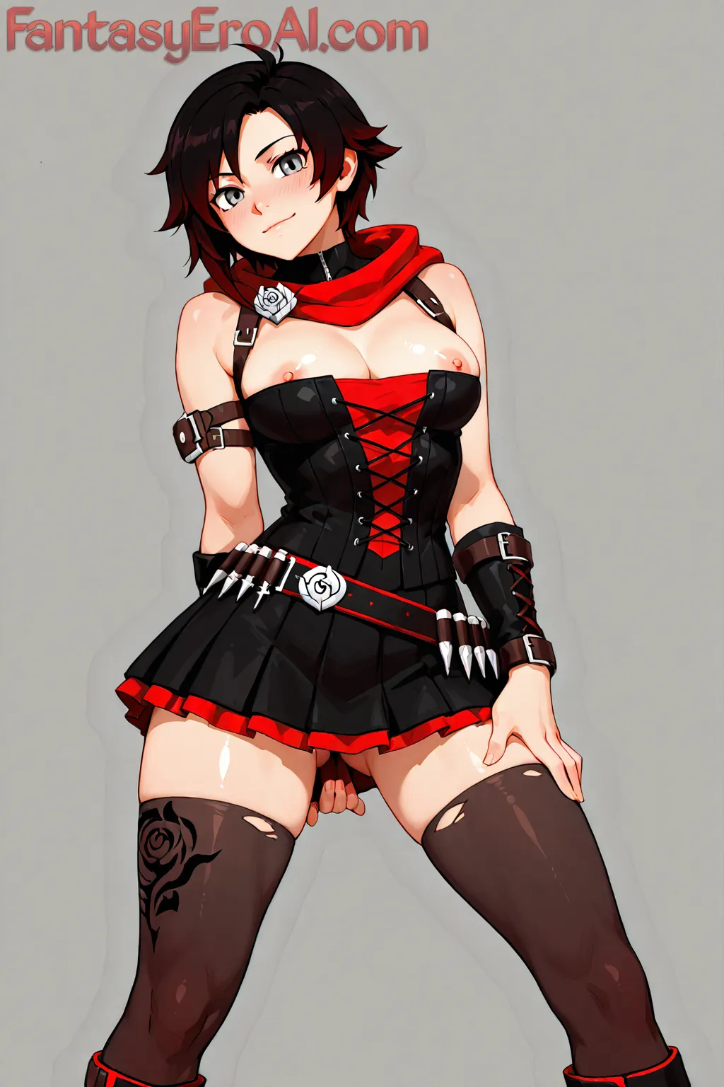 Arte hentai ilustración increíble de Mostrando El Chiquito generado por IA