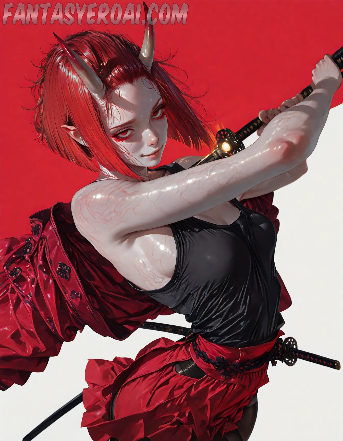 Arte hentai ilustración increíble de Naruto Bleach Yuri Harem Maid generado por IA