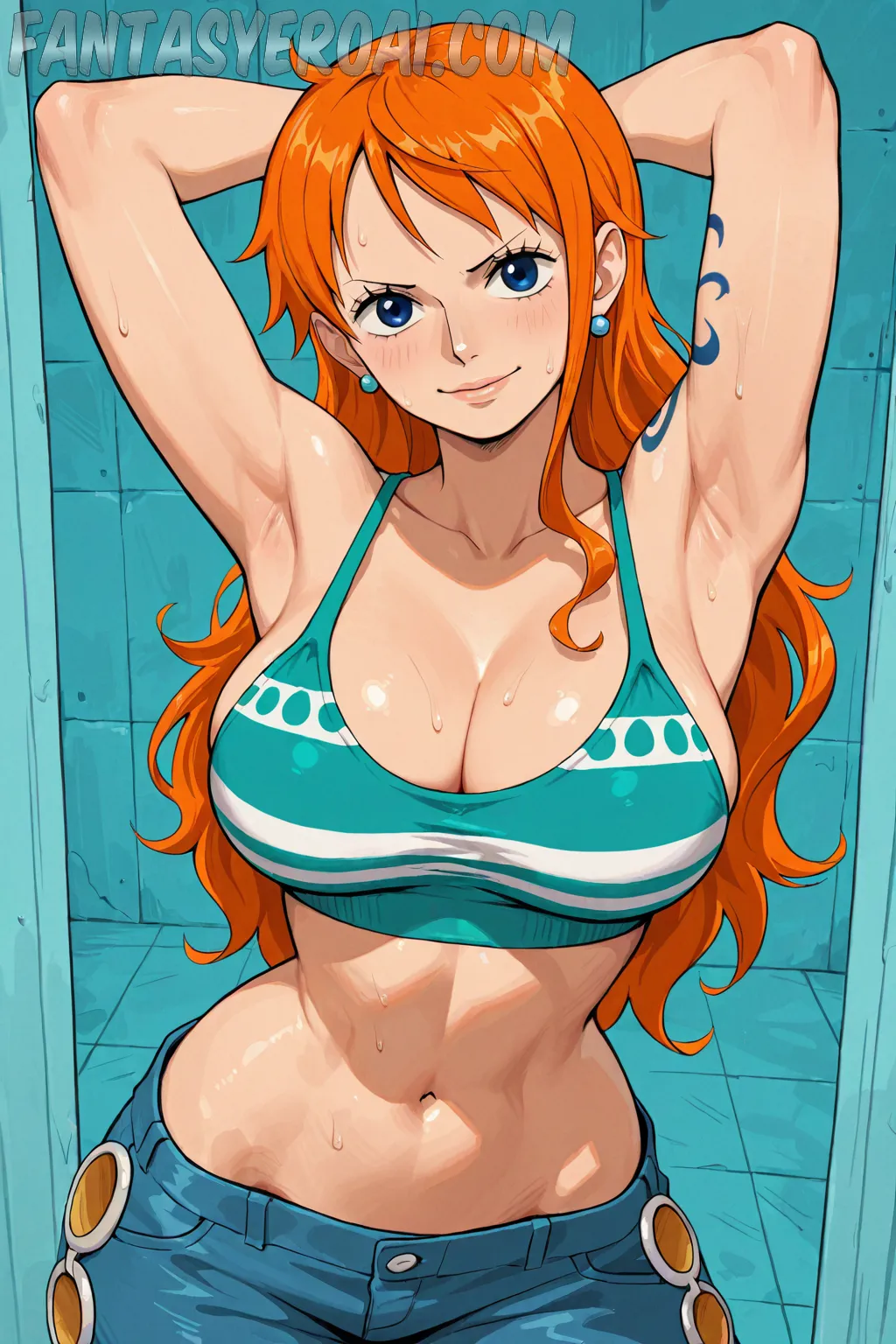 Arte hentai ilustración increíble de Probando Lenceria generado por IA