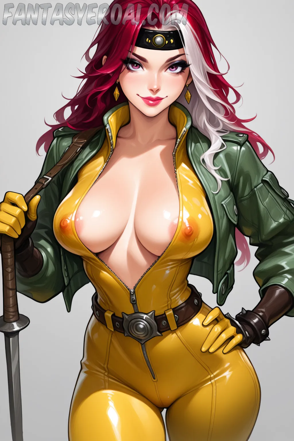 Arte hentai ilustración increíble de Rachel Cook Entrenando Duro generado por IA