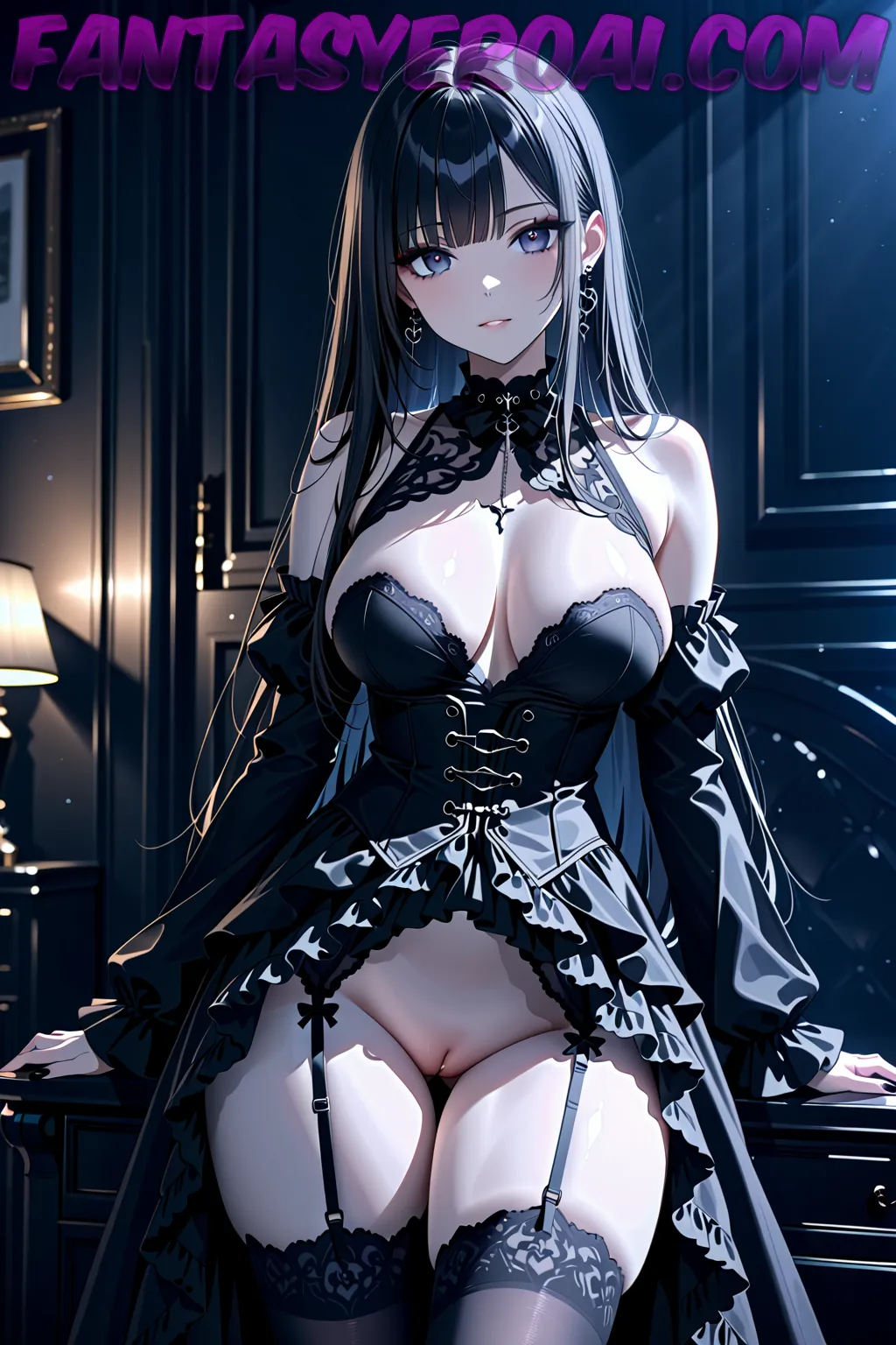 Arte hentai ilustración increíble de Reina Desnuda generado por IA