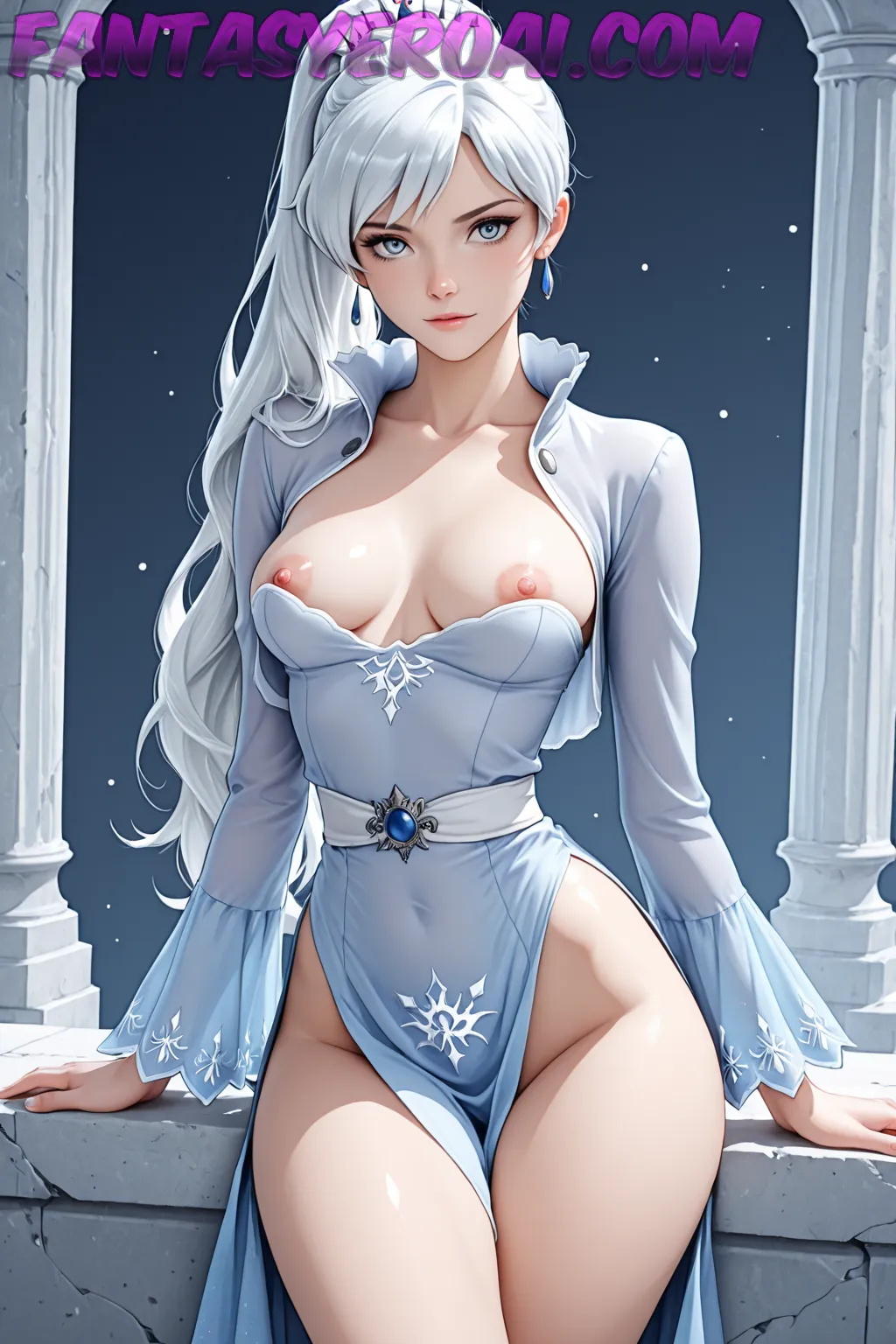 Arte hentai ilustración increíble de Solomia Maievska Desnuda En Monocromo generado por IA