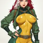 Arte hentai ilustración increíble de Todas Las Cosas Agradables Y Sexy Lencerias Roja generado por IA