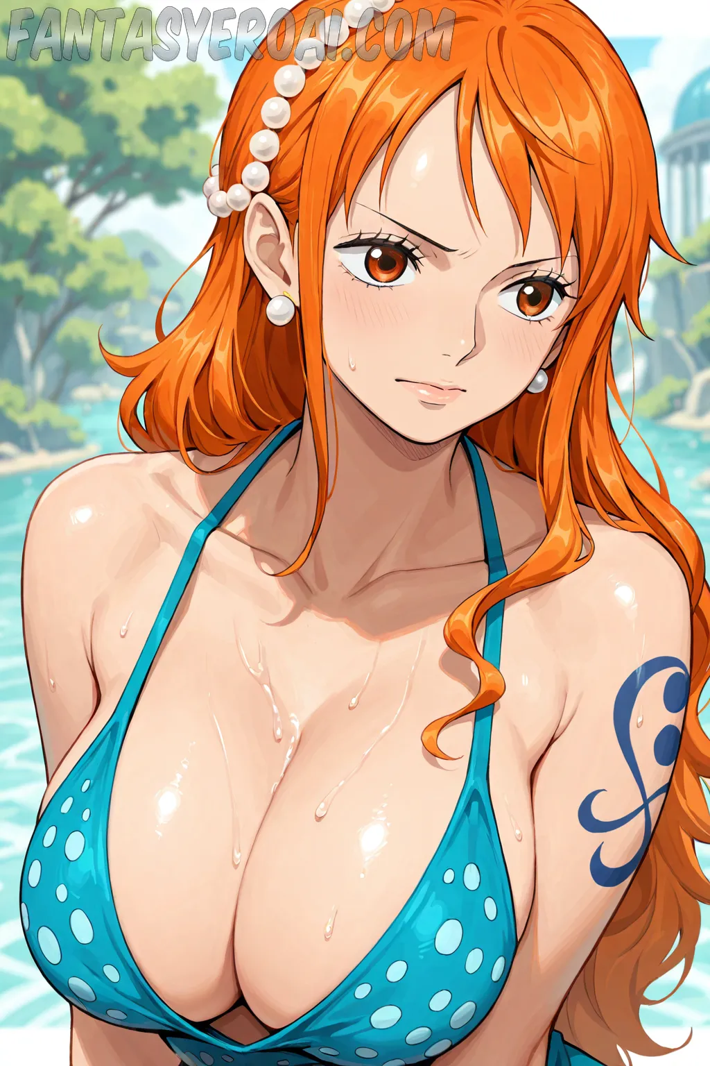 Arte hentai ilustración increíble de Veronika Desnuda En La Playa generado por IA