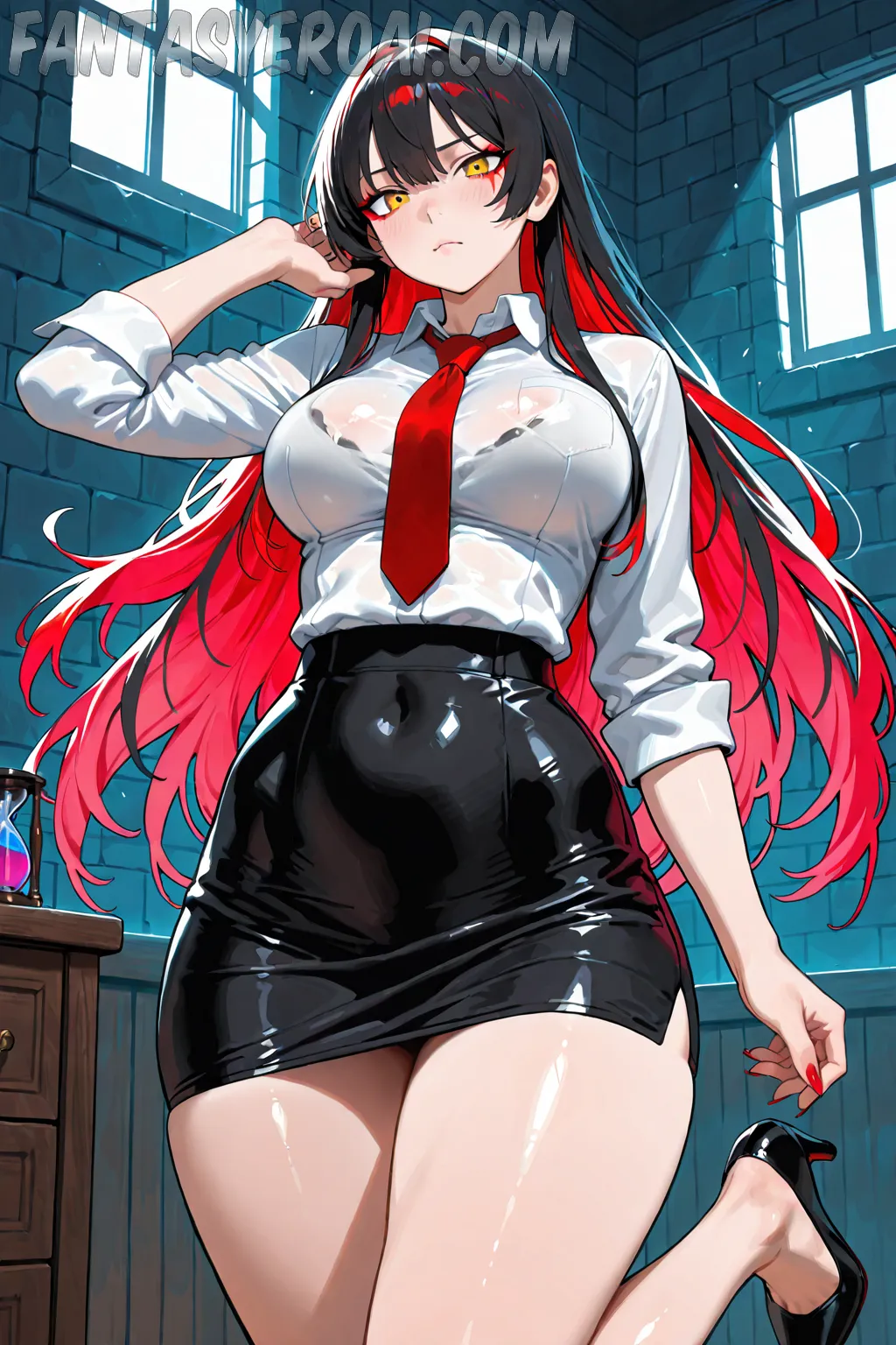 Arte hentai ilustración increíble de Witch Hat Atelier Oshi No Ko Chainsaw Man Bara Tsundere generado por IA