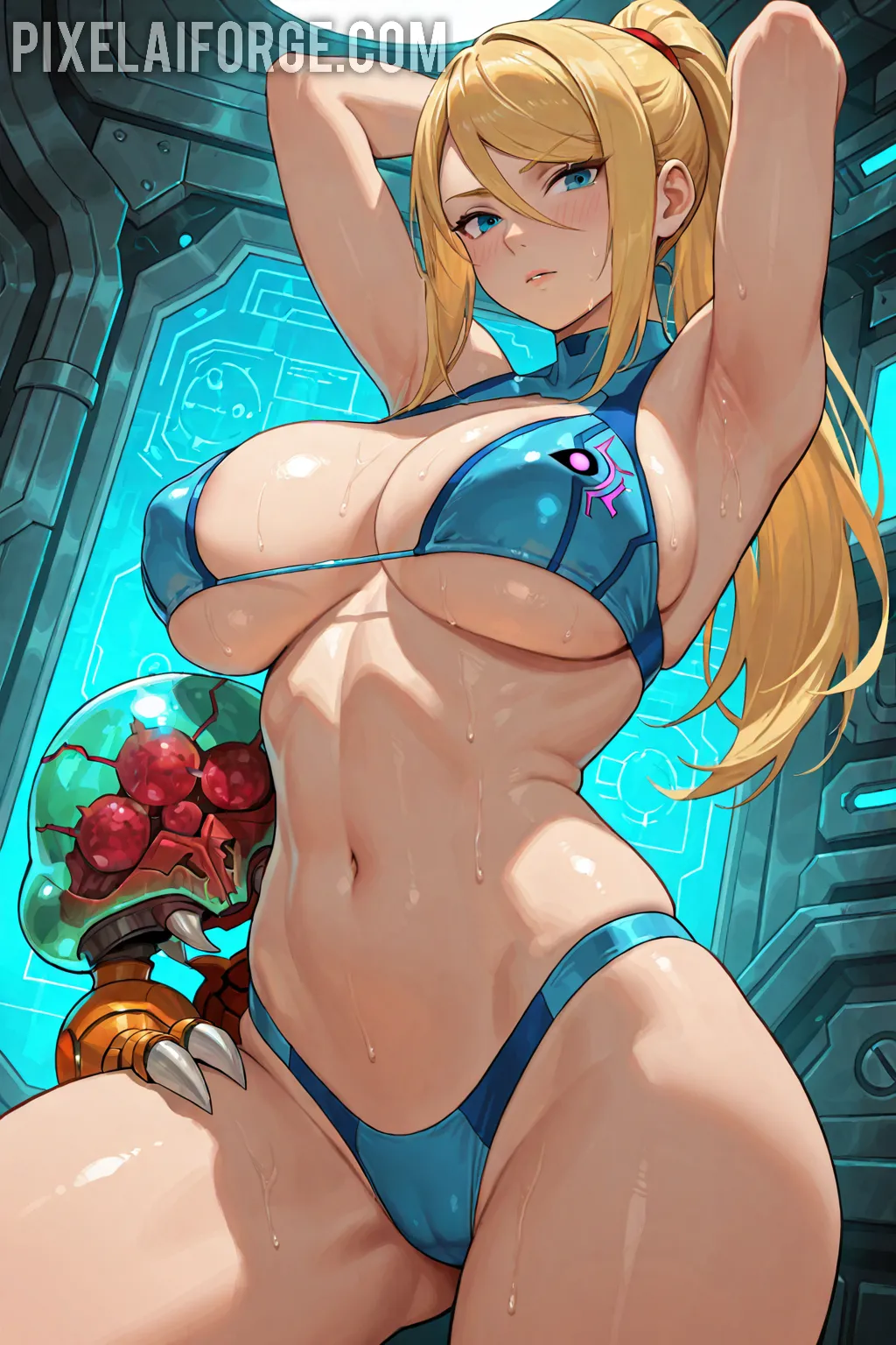 Arte hentai ilustración increíble de Zoe Barnard Tetas En Monocromo generado por IA