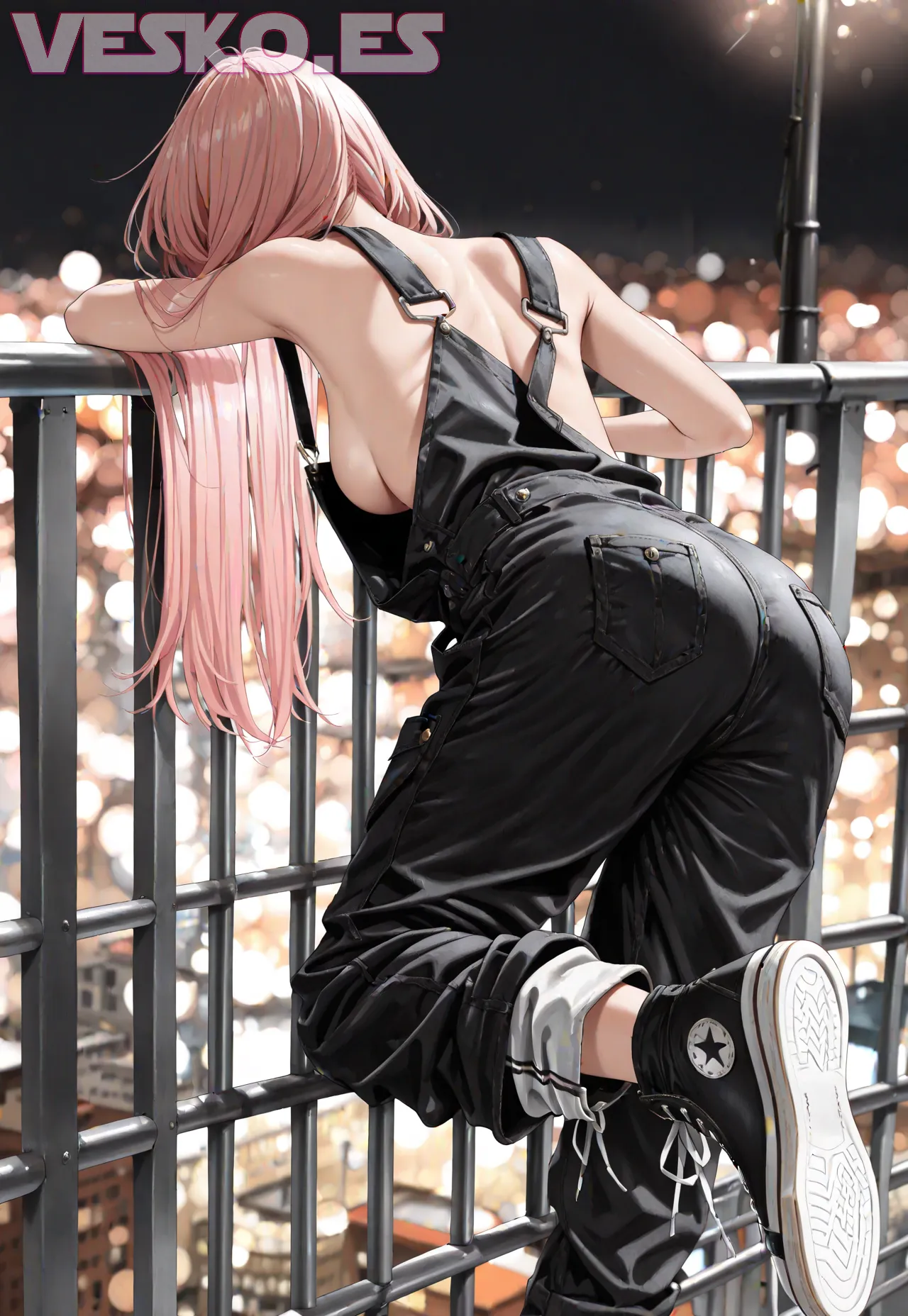 Arte hentai ilustración increíble de Erotica Casera Desnuda En Bodi Negro generado por IA