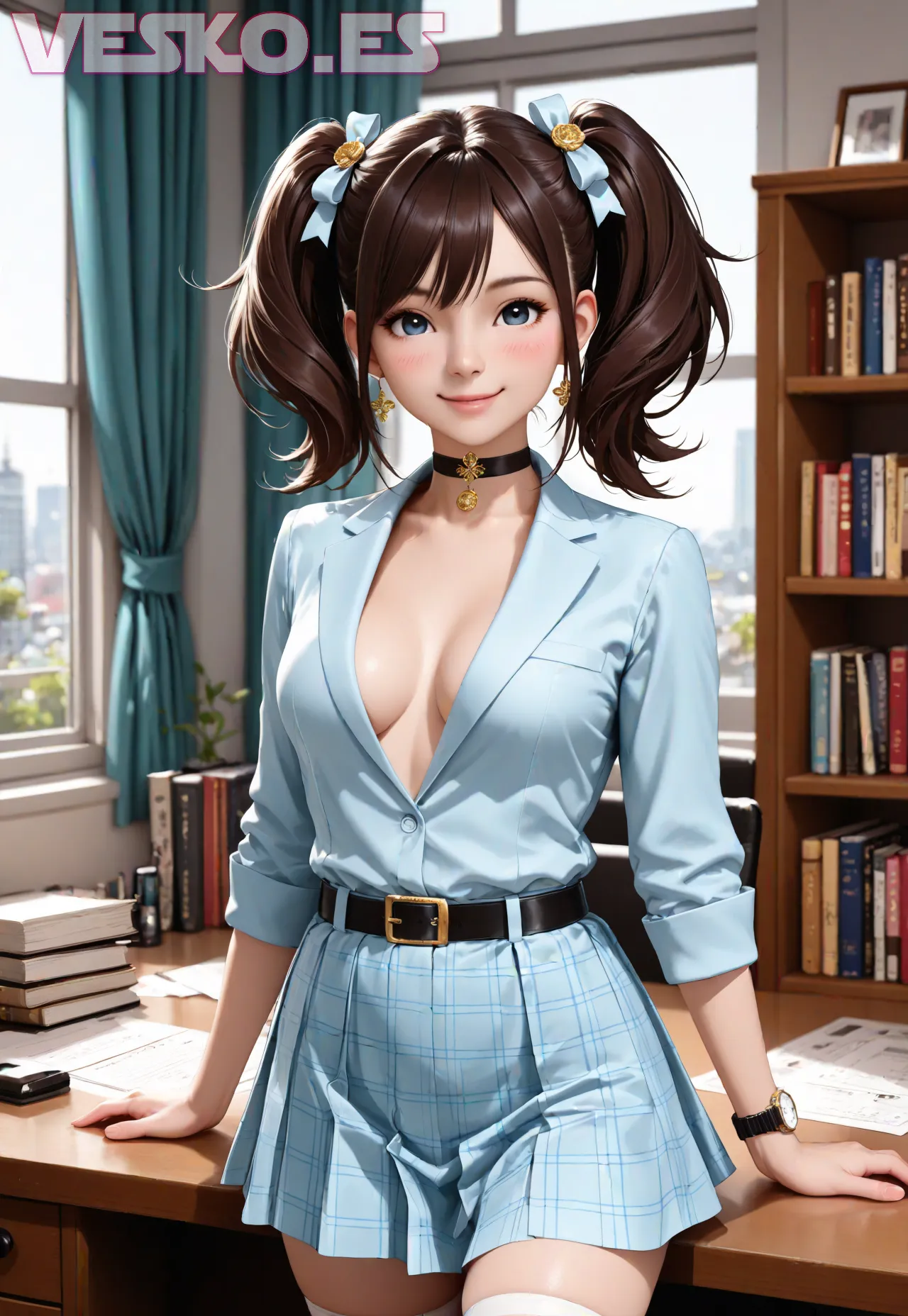 Arte hentai ilustración increíble de La Belleza De Una Rubia Moderna generado por IA
