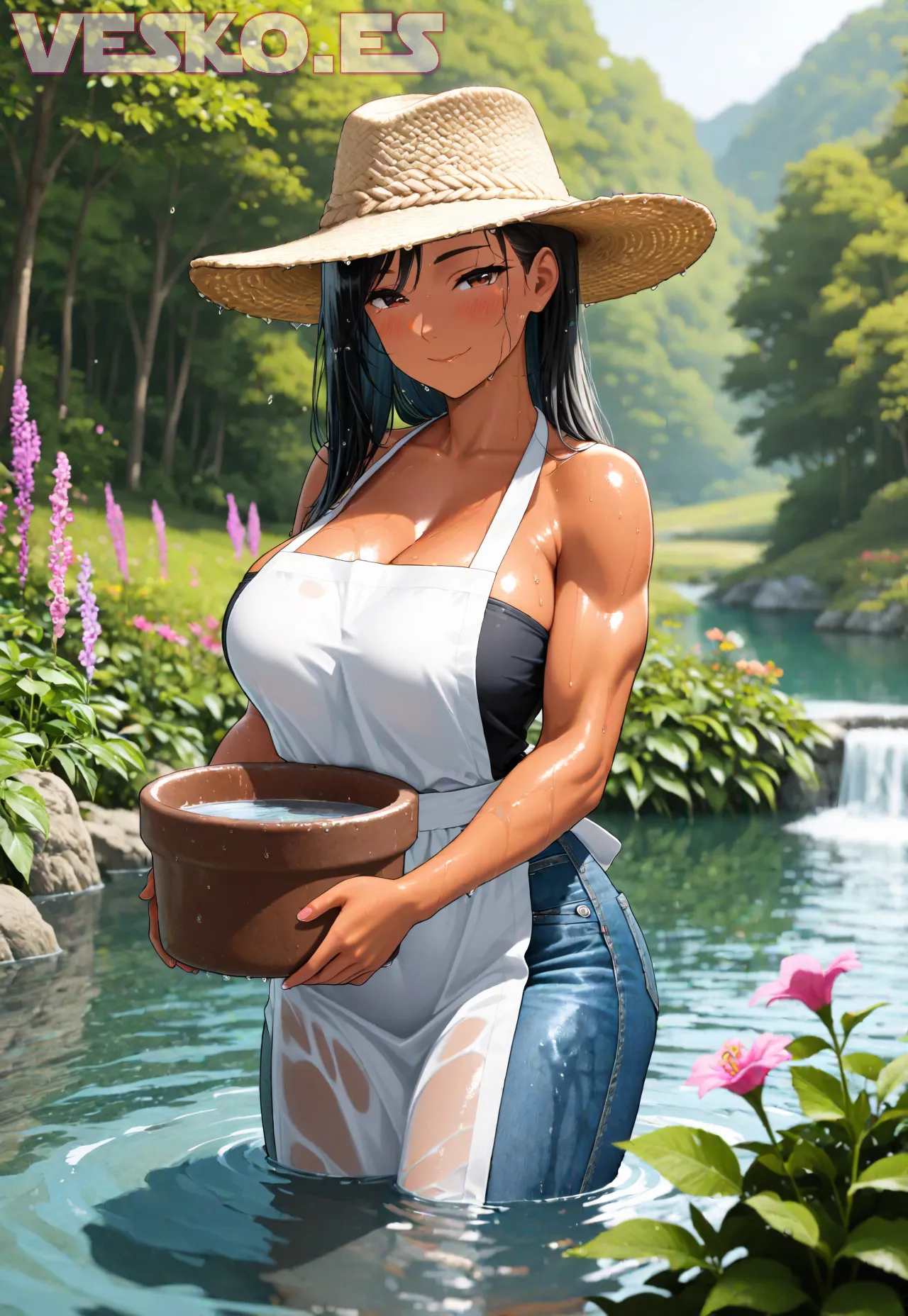 Arte hentai ilustración increíble de Viperaa Suicidegirls Desnuda En Lencerias Negra generado por IA