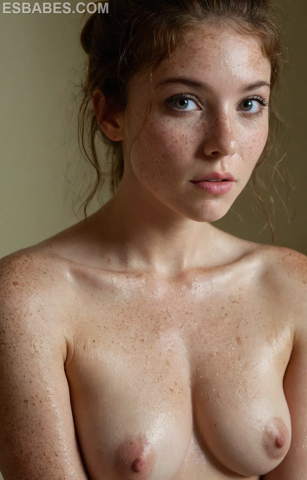 Ariel Gossimer Timida Modelo Desnudandose - Imagen hiperrealista generada con IA, detalle fotográfico