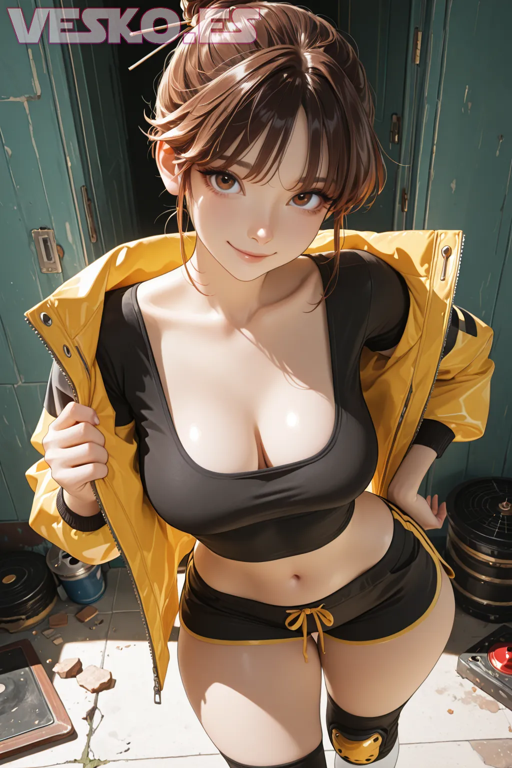 Bella Mirada Al Espejo Retro Erotica - Imagen hiperrealista generada con IA, detalle fotográfico