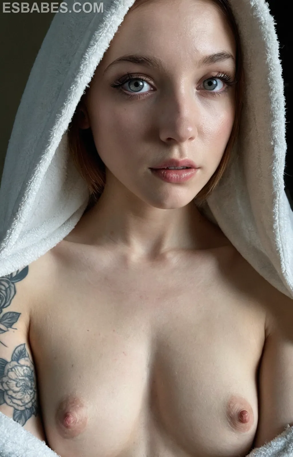 Brea Lin Desnuda - Imagen hiperrealista generada con IA, detalle fotográfico