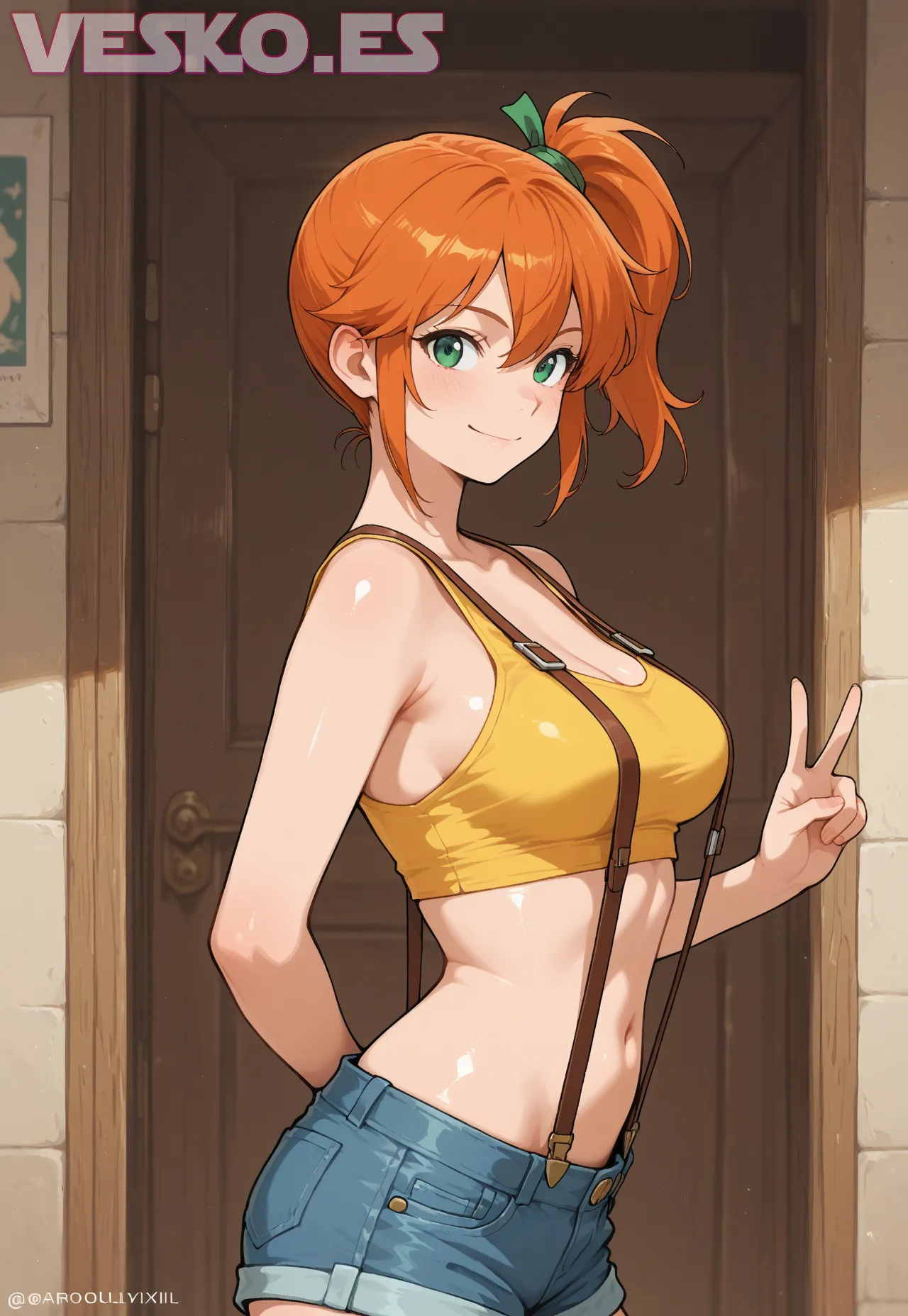 Free Anime Eren Yeager Fan Service Bishoujo Senpai - Imagen hiperrealista generada con IA, detalle fotográfico